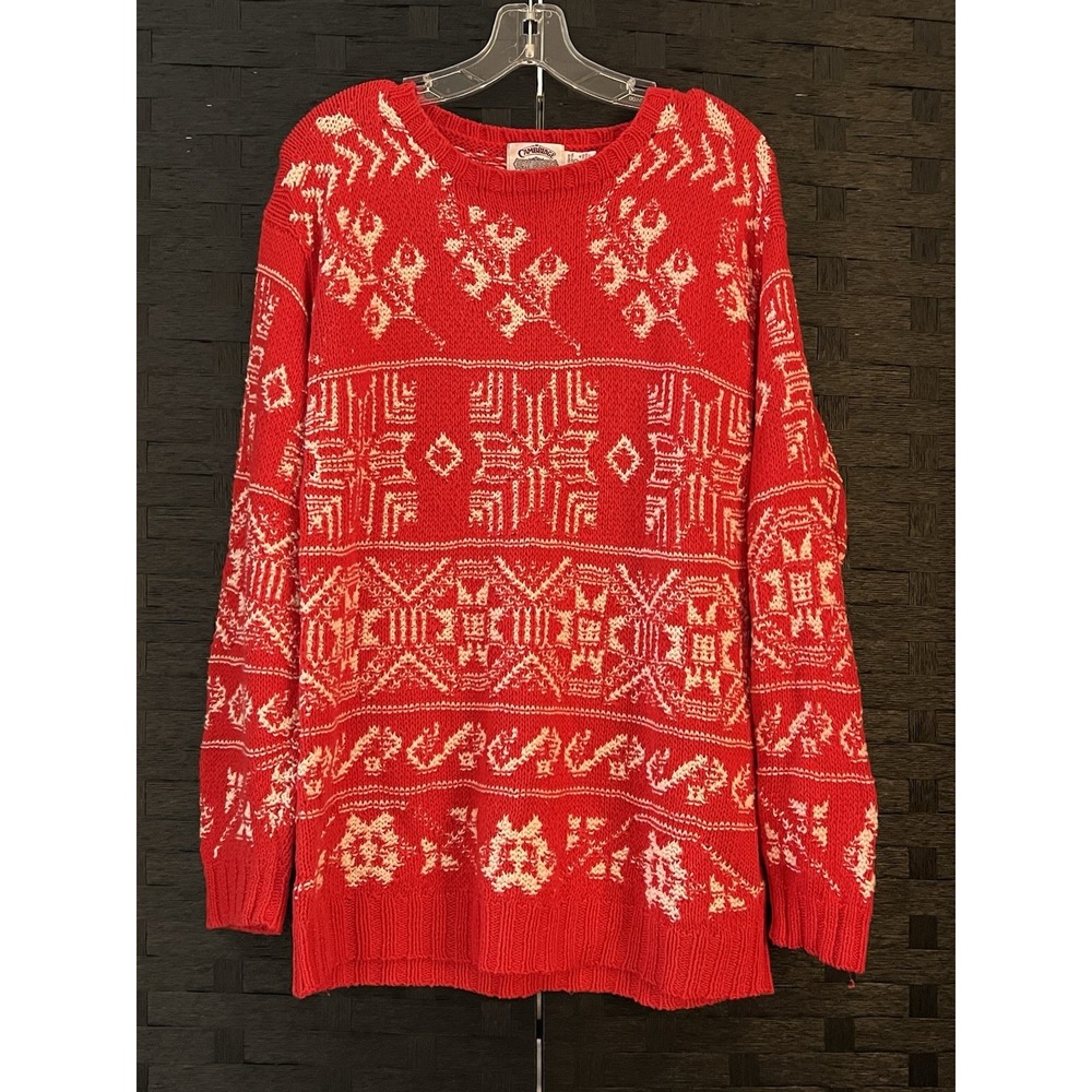 Vintage Cambridge Dry Goods Co. Red Winter Snow Holiday Sweater Sz‎ L VGC!